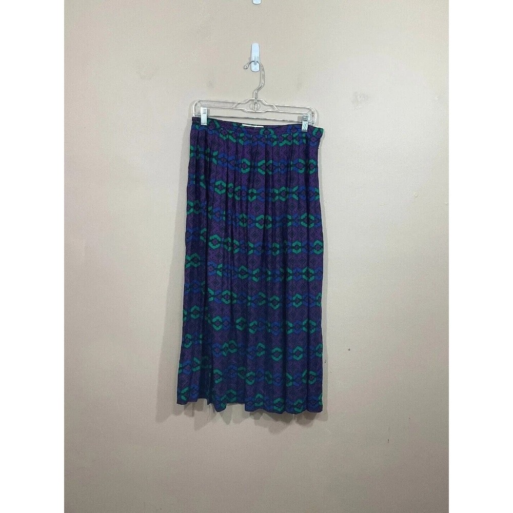 VTG Womens Southwestern Midi Skirt 30 Purple Boho Aztec Western Pleated 90s